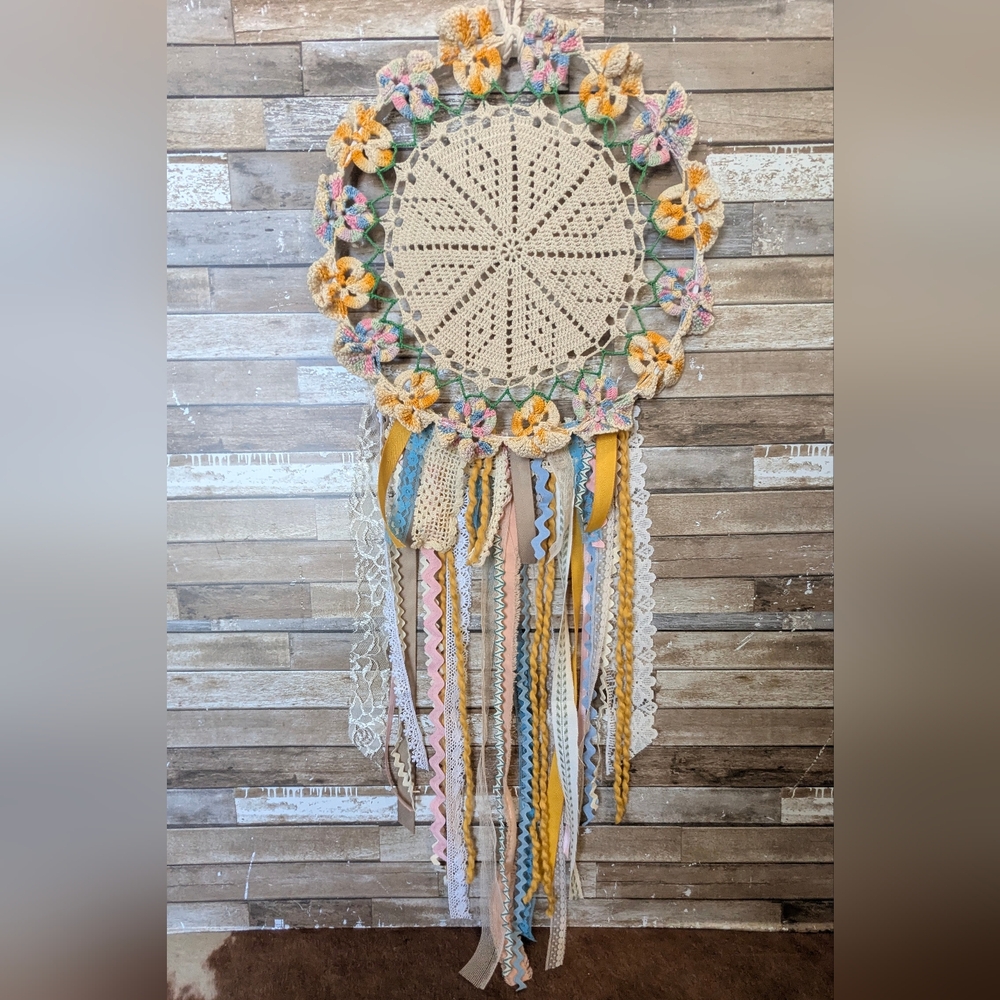 Handcrafted Crochet Dreamcatcher with Floral Accents